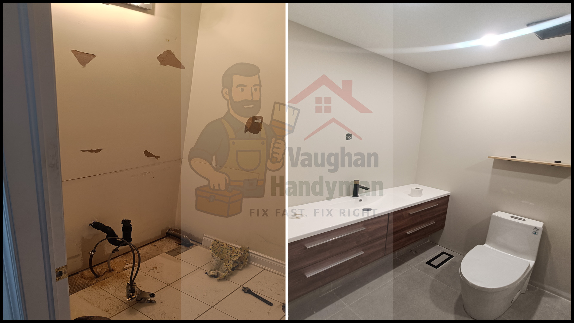 "Elegant premium vanity installed as part of a full bathroom renovation in Vaughan.